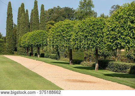 Eyrignac, France - September 2, 2018: The Picturesque Jardins Du Manoir D Eyrignac In Dordogne. Fran