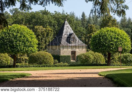 Eyrignac, France - September 2, 2018: The Picturesque Jardins Du Manoir D Eyrignac In Dordogne. Fran