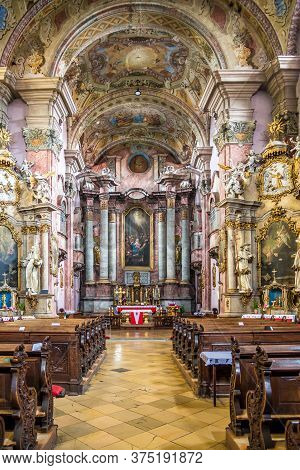 Levoca,slovakia - June 11,2020 - View At The Interior Of Church Of Saint Ghost In Levoca. Levoca Is 