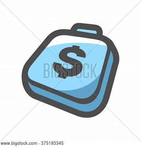 Money Bag. Cache Suitcase Vector Cartoon Illustration