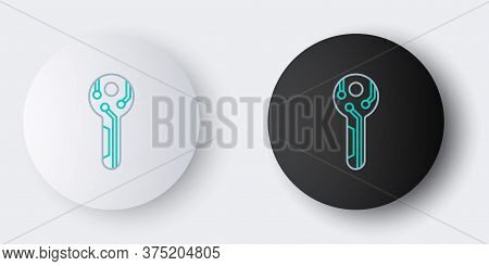 Line Cryptocurrency Key Icon Isolated On Grey Background. Concept Of Cyber Security Or Private Key, 
