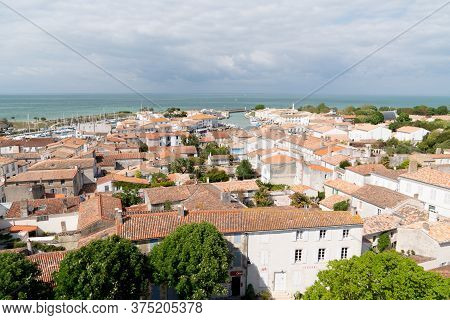 Saint Martin En Re - Ile De Re  Nouvelle Aquitaine / France - 05 03 2019 : Top View Aerial Island Il