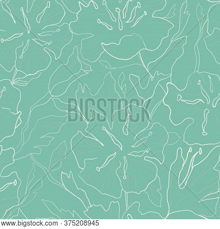 Seamless Floral Pattern On A  Blue Background.