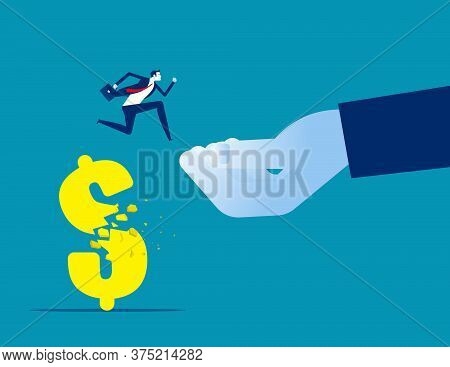 Colleague Team Unity. Helping Hand Concept. Business Cartoon Vector Design