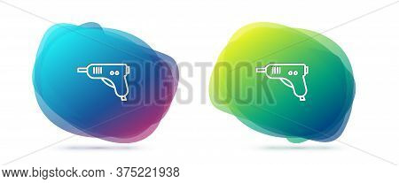 Set Line Electric Hot Glue Gun Icon Isolated On White Background. Hot Pistol Glue. Hot Repair Work A