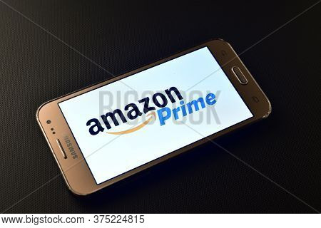 Italy - February 10, 2019: Amazon Prime Logo On Smartphone, Amazon Prime
