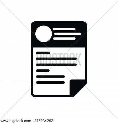 Black Solid Icon For Cv Resume Template Paper Biography Biodata