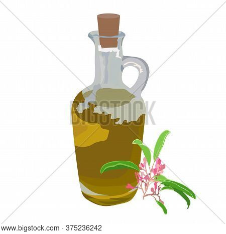 Vector Stock Illustration Of Aroma Oil. Glass Bottle With Yellow Body Massage Cream. Oil With A Spri