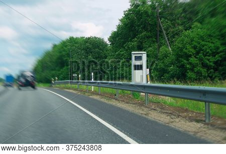 A Modern Speed Camera On The Freeway.