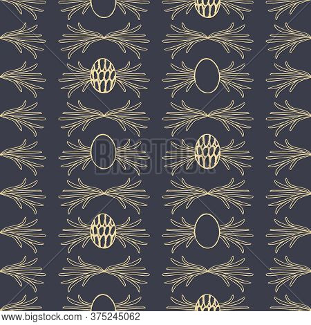 Yellow Gold Easter Eggs, Wings Seamless Pattern
