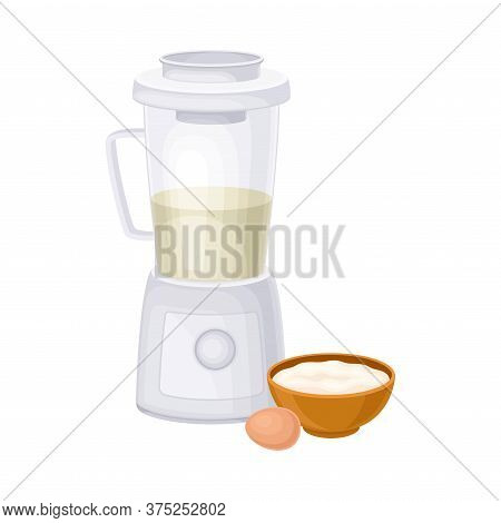 Mixing Ingredients In Blender As Baking Process Vector Illustration