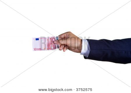 ชายธุรกิจกับสิบยูโร