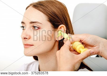 Personally Molded Earplugs. Process Of Making Earplug From An Impression Of An Individual S Woman Ea