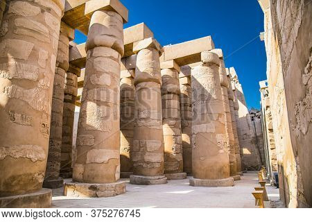 Luxor Temple in Luxor, ancient Thebes, Egypt. Luxor Temple is a large Ancient Egyptian temple complex located on the east bank of the Nile River.