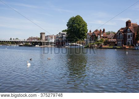 Views Of The Thames And Marlow Bridge From Higginson Park In Marlow, Buckinghamshire In The Uk Taken