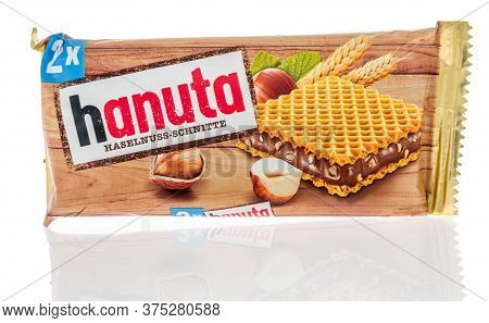 Winneconne,  Wi - 26 June 2020: A Package Of Hanuta Wafer Snack On An Isolated Background