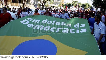 Salvador, Bahia, Brazil - Dec. 16, 2015: Members Of The Trade Union Centrals, Political Parties And 