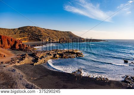Green Lagoon El Golfo, With Small Lake, Lanzarote, Canary Islands