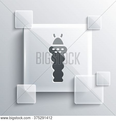 Grey Larva Insect Icon Isolated On Grey Background. Square Glass Panels. Vector