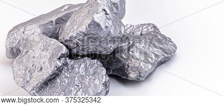 Chrome Elemental Specimen Sample Isolated On White Background, Mining And Gemstone Concept.