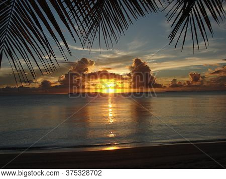 Tropical Island Sunset Marshall Islands Emon Beach