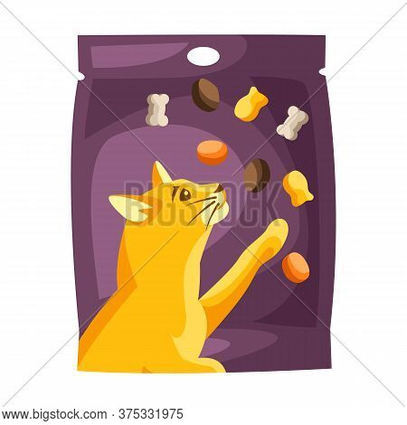 Illustration Of Cat Food Packaging. Animal Feed.