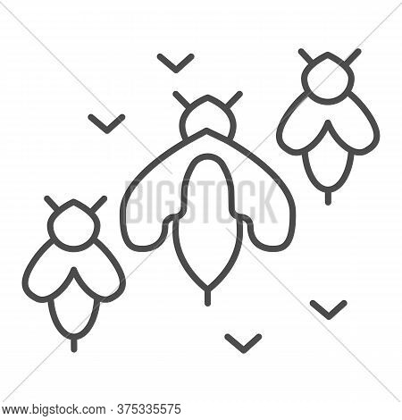 Bee Swarm Thin Line Icon, Honey Concept, Honey Bees Sign On White Background, Colony Of Bees Icon In