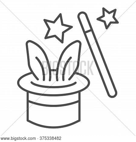Focus With Rabbit Thin Line Icon, Children Entertainment Concept, Magic Trick Sign On White Backgrou