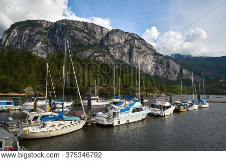 Stawamus Chief Squamish Bc. The Stawamus Chief Rising Behind The Squamish Marina.