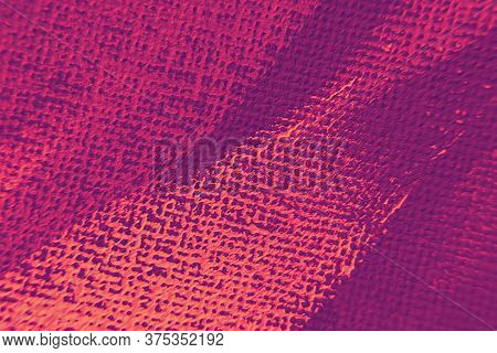 Coral Red Paint Stroke On Magenta Purple Canvas, Bright Colorful Abstract Background