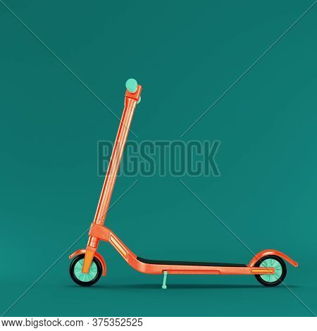 Kickscooter On Dark Green Background. 3d Render