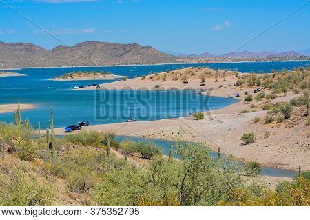 View Of Lake Pleasant In Lake Pleasant Regional Park, Sonoran Desert, Arizona Usa