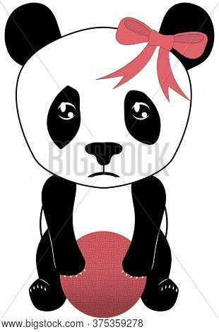 Sad Panda with Dodgeball Illustration