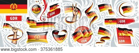 Vector Set Of The National Flag Of Gdr In Various Creative Designs