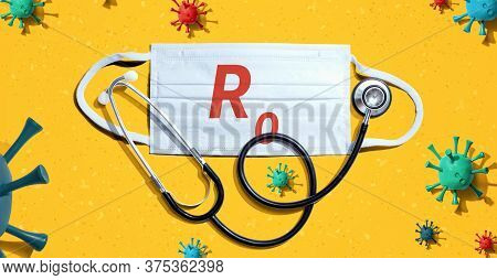 R Nought Theme With Medical Mask And Stethoscope