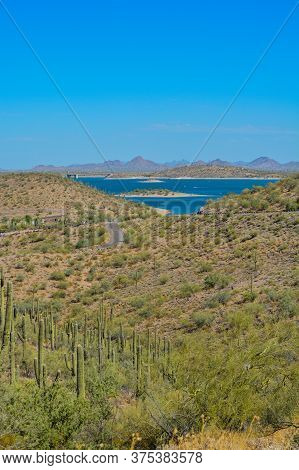 View Of Lake Pleasant In Lake Pleasant Regional Park, Sonoran Desert, Arizona Usa