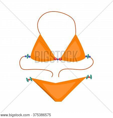 Bright Bikini. Sexy Swimsuit With Strings And Beads. Illustration Can Be Used For Topics Like Beach,
