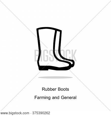 Silhouette Of Rubber Boots. Garden Rubber Boots - Vector Black Silhouette For Logo Or Pictogram. Bad