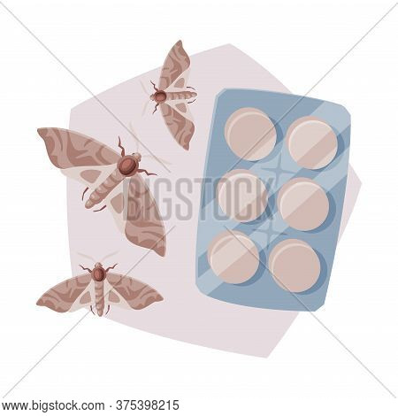 Pills Packing Of Clothes Moth Insecticide, Pest Control Service, Detecting And Exterminating Insects