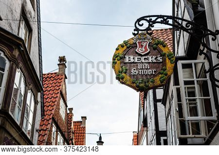 Bremen, Germany - August 5, 2019: Picturesque Houses In Historic Schnoorviertel, A Neighbourhood In 
