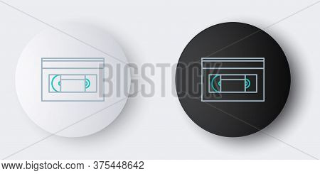 Line Vhs Video Cassette Tape Icon Isolated On Grey Background. Colorful Outline Concept. Vector