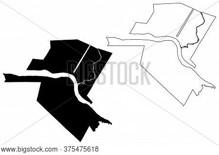 Fredericton City (canada, New Brunswick Province) Map Vector Illustration, Scribble Sketch City Of F