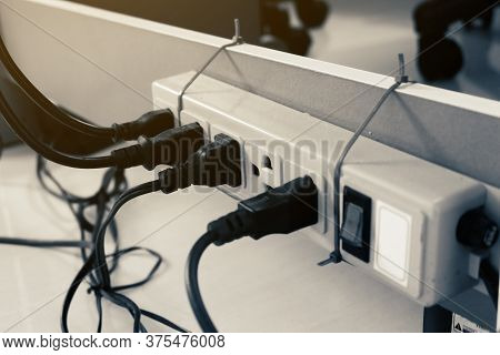 Many Plug Put With Socket Outlet Show That Have Over Load With Electricity
