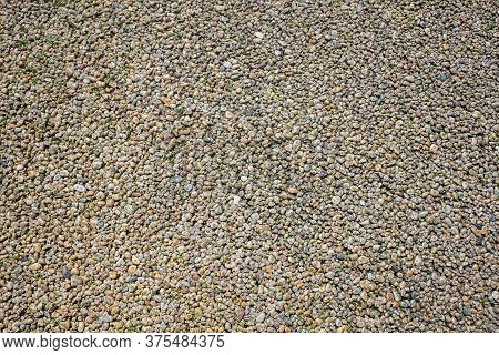 Closeup View Of Colored Resin Bound And Bonded Gravels Laid For Outdoor Flooring.