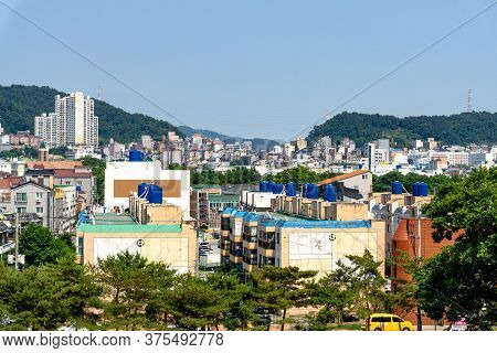 Gimhae, South Korea - June 18, 2017 : Korean Community Among The Hill In Gimhae,south Gyeongsang Pro