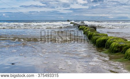 Baltic Sea Beach In Bansin Usedom With Breakwater