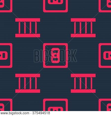 Set Wooden Staircase And Electrical Outlet On Seamless Pattern. Vector