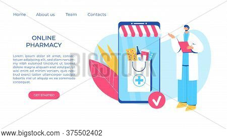 Online Pharmacy Concept. Pharmacist Helps To Collect An Order On The Site.