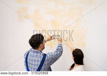 Ceiling Stains From Water Leakage And Flood