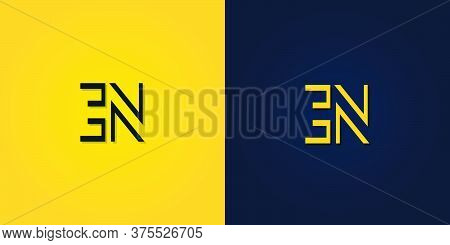 Minimalist Abstract Initial Letter En Logo. This Logo Incorporate With Abstract Letter In The Creati